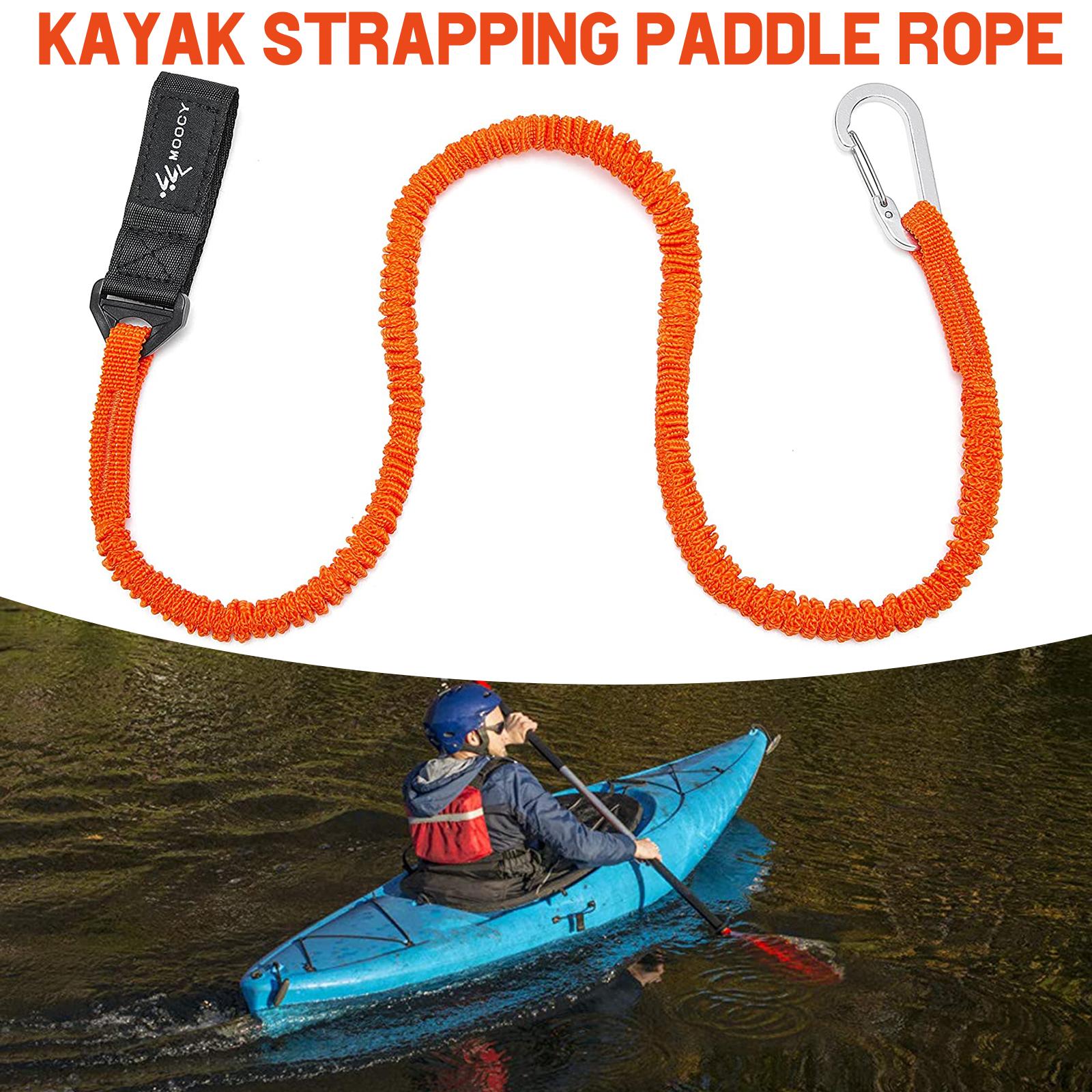 Fishing Kayak Paddle Leash - Verstellbare elastische Kajak-Paddel-Leine mit Sicherheitshaken, gewickeltes