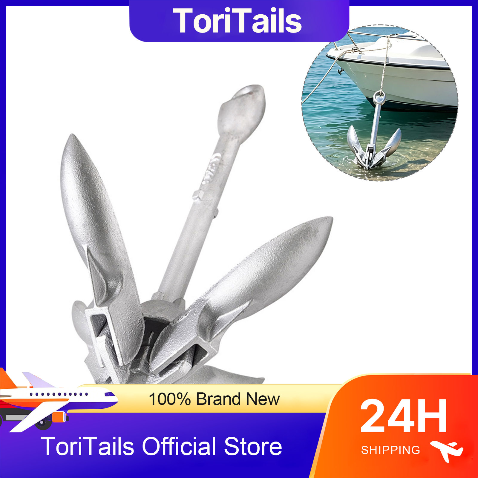 Fishing Kayak Anchor - KOETSU Zusammenklappbarer Bootsanker 0,7kg Verzinkter 4-Zackiger