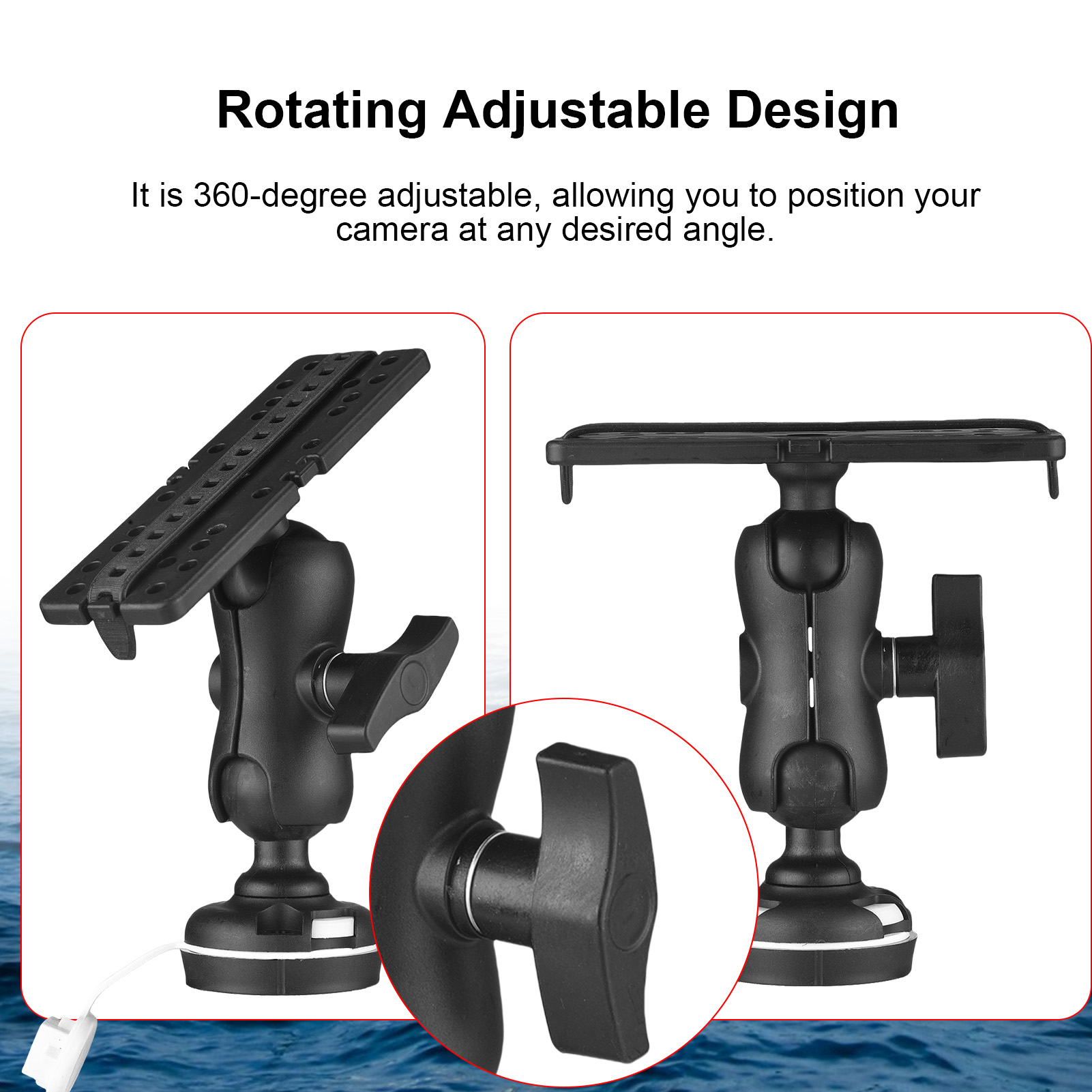 Fishing Kayak Fish Finder Mount - Fischfinder-Halterung mit rechteckiger Basis, Kajak-Schienen-Installationssystem, Angelzubehör